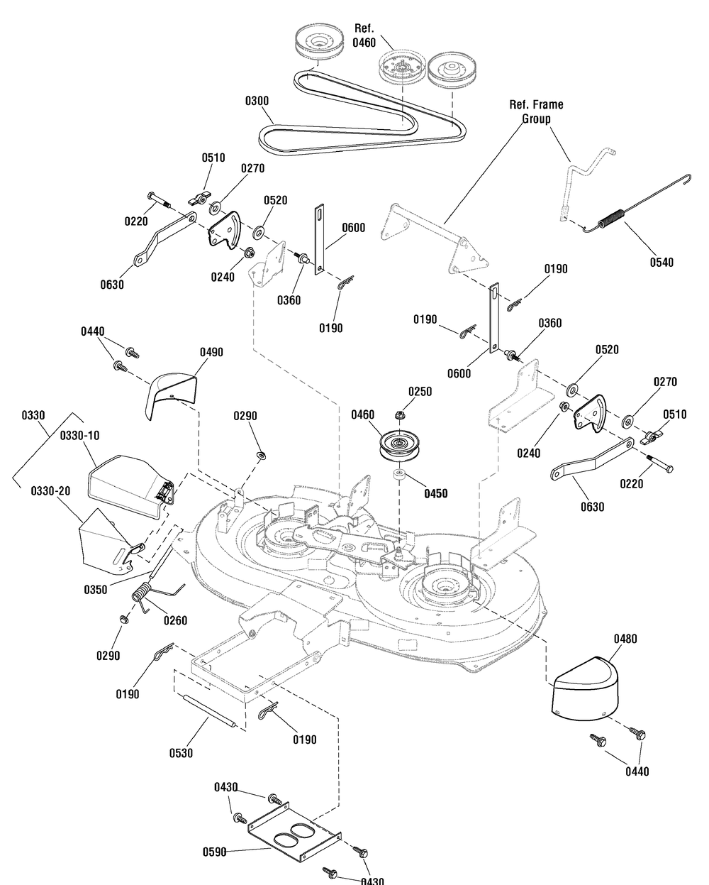 42" Mower Deck - Clutch And Support Group Diagram and Parts List for 2691199-00-MT155420H 2013 Briggs and Stratton Lawn Tractor